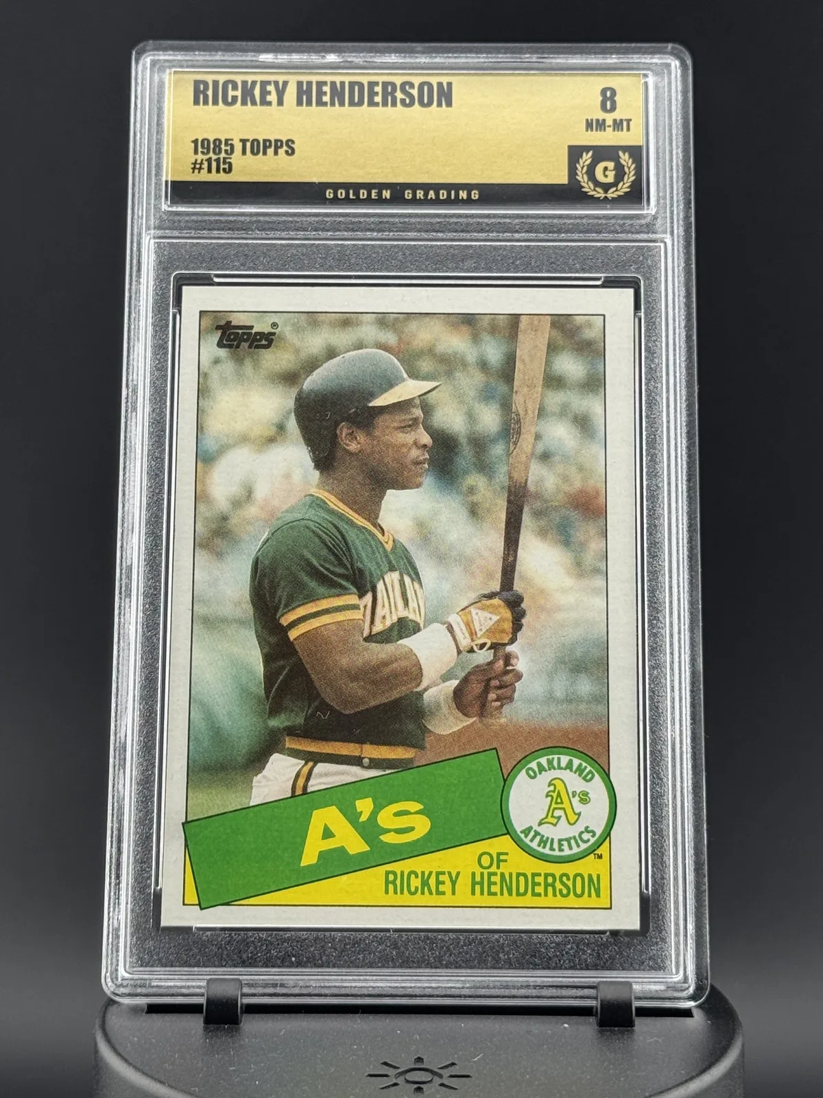 1985 Topps Rickey Henderson #115 Oakland Athletics - Graded 8