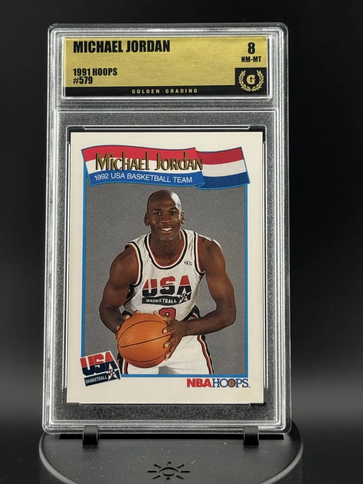 1991 NBA Hoops Michael Jordan #579 USA Basketball - Golden Grading 8