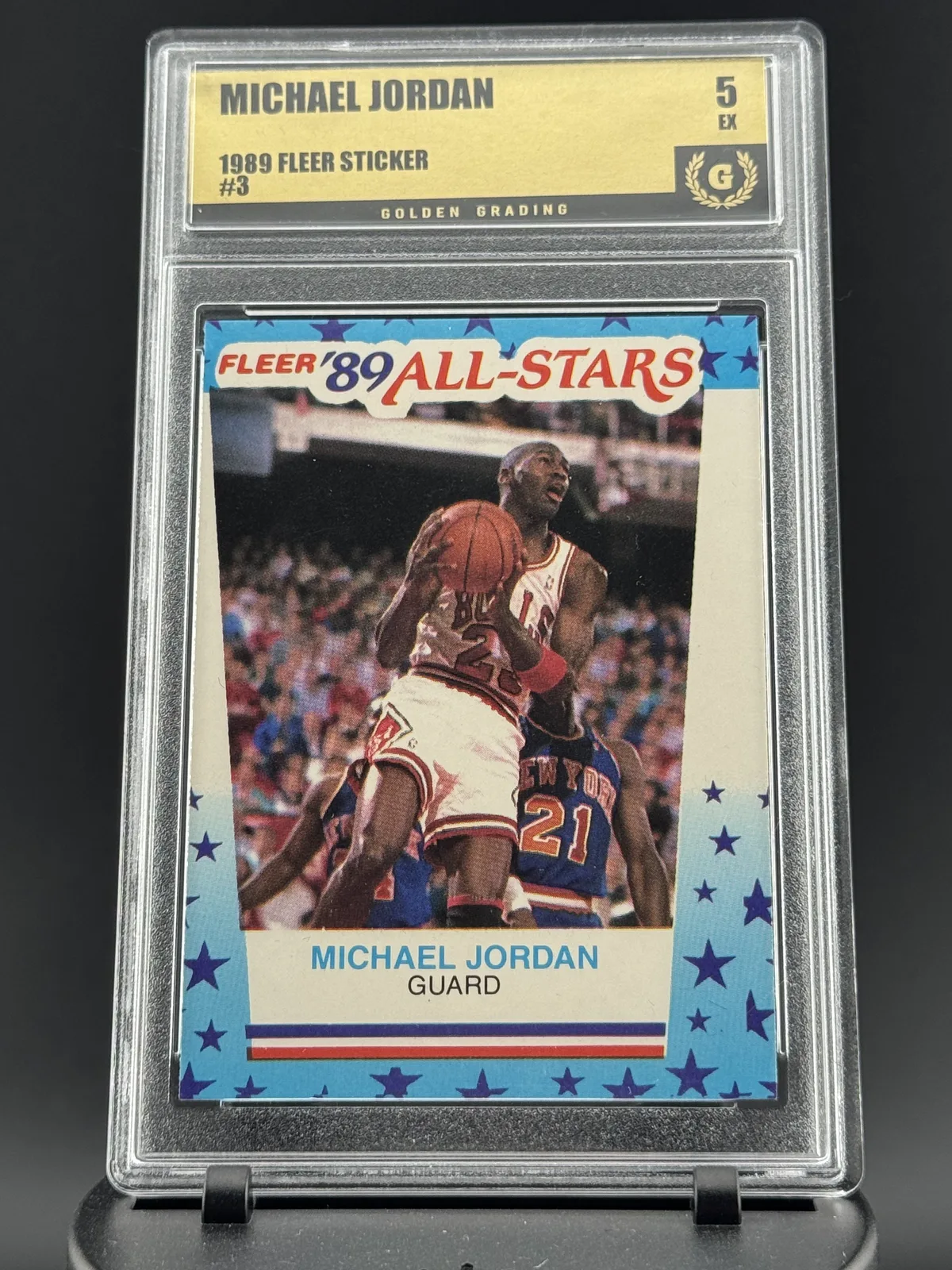 1989 Fleer All-Stars Sticker Michael Jordan #3 Golden Graded 5